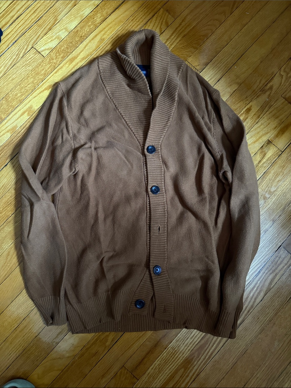 British Khaki Men's Brown Shawl Collar Button Cardigan